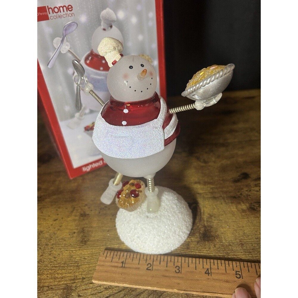 JCPenney Home Collection Rare Lighted Acrylic Chef Snowman W/ Box Vtg Christmas - Picture 9 of 10